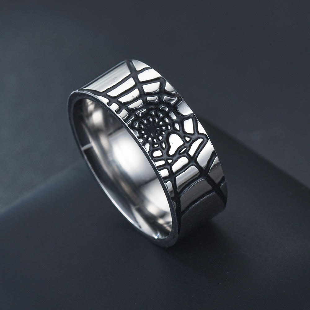 Men Accessories For Wedding - 스테인레스 스틸 간단한 스파이더 웹 반지