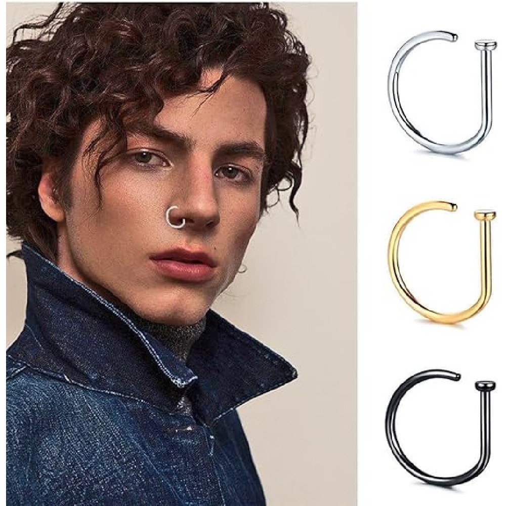 Men'S Minimalist Accessories - 4개입 무피어싱 D형 코링, 가짜 코커프,