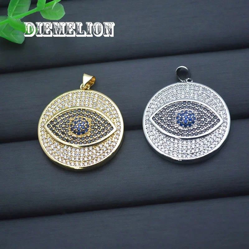 Men Accessories Evil Eye - 큰 원형 풀 큐빅 지르코니아 블루