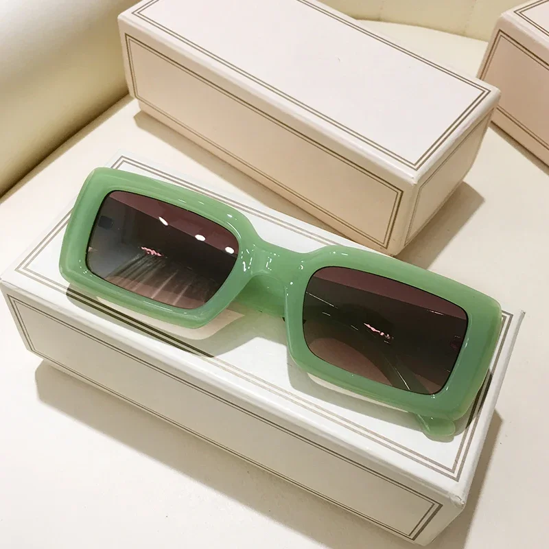 Men'S Accessories In The 90S - 패션 녹색 직사각형 선글라스, 여성 브랜드