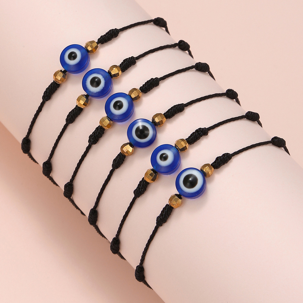 여성 남성용 6개 블루 이블 아이 팔찌 세트 7매듭 꼬 - Men Accessories Evil Eye 리뷰 및 가격