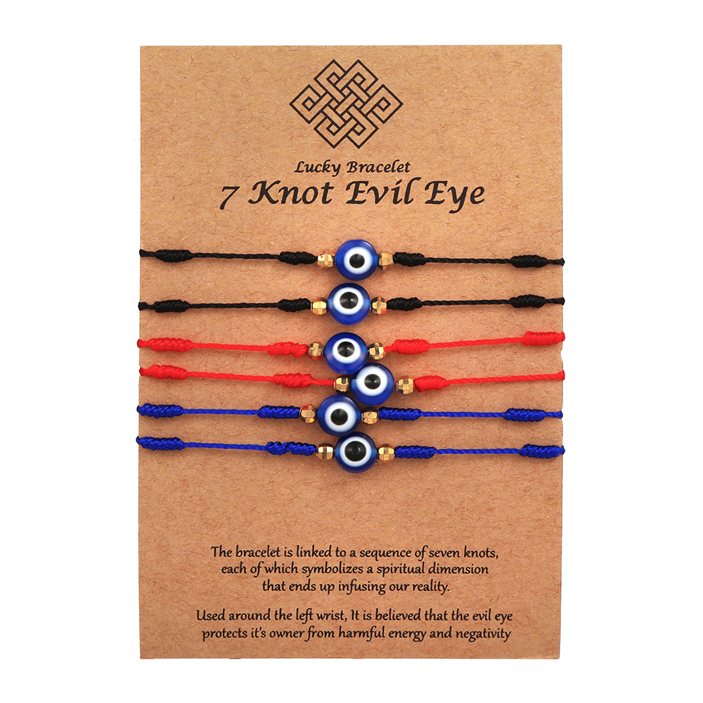 여성 남성용 6개 블루 이블 아이 팔찌 세트 7매듭 꼬 - Men Accessories Evil Eye 리뷰 및 가격
