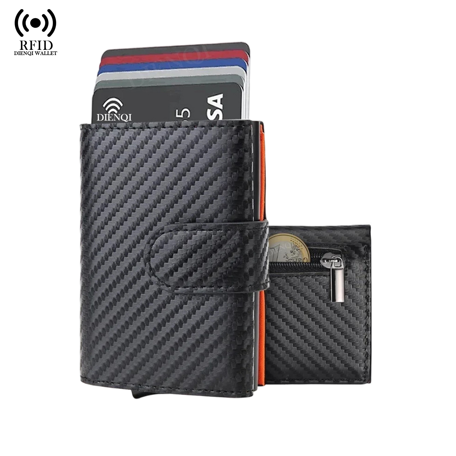 마이크로파이버 가죽 명함 지갑 RFID 카본 카드홀더  - Coin Holder Men 리뷰 및 가격