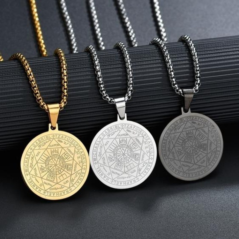 일곱-뾰족한 스타 천사 라운드 펜던트 목걸이, 남성용  - Men Accessories For Neck 리뷰 및 가격
