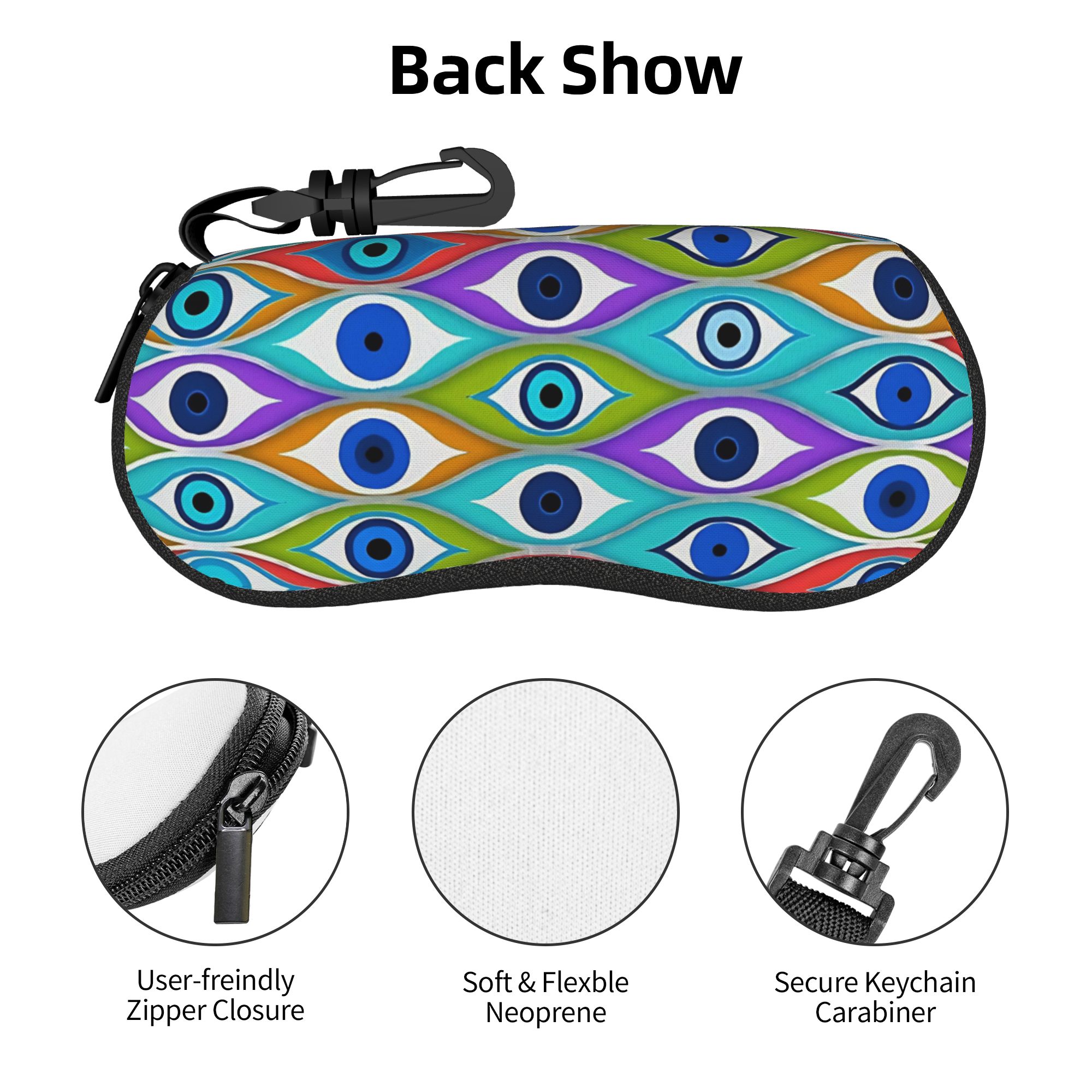 다채로운 악마의 눈 보호 패턴 안경 케이스 지퍼 선글라 - Men Accessories Evil Eye 리뷰 및 가격