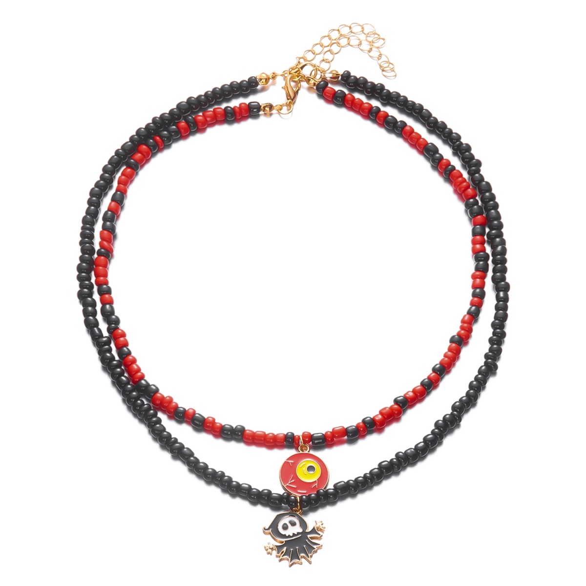더블 레이어 악마의 눈 펜던트 목걸이 할로윈 유령 비즈 - Men Accessories Evil Eye 리뷰 및 가격