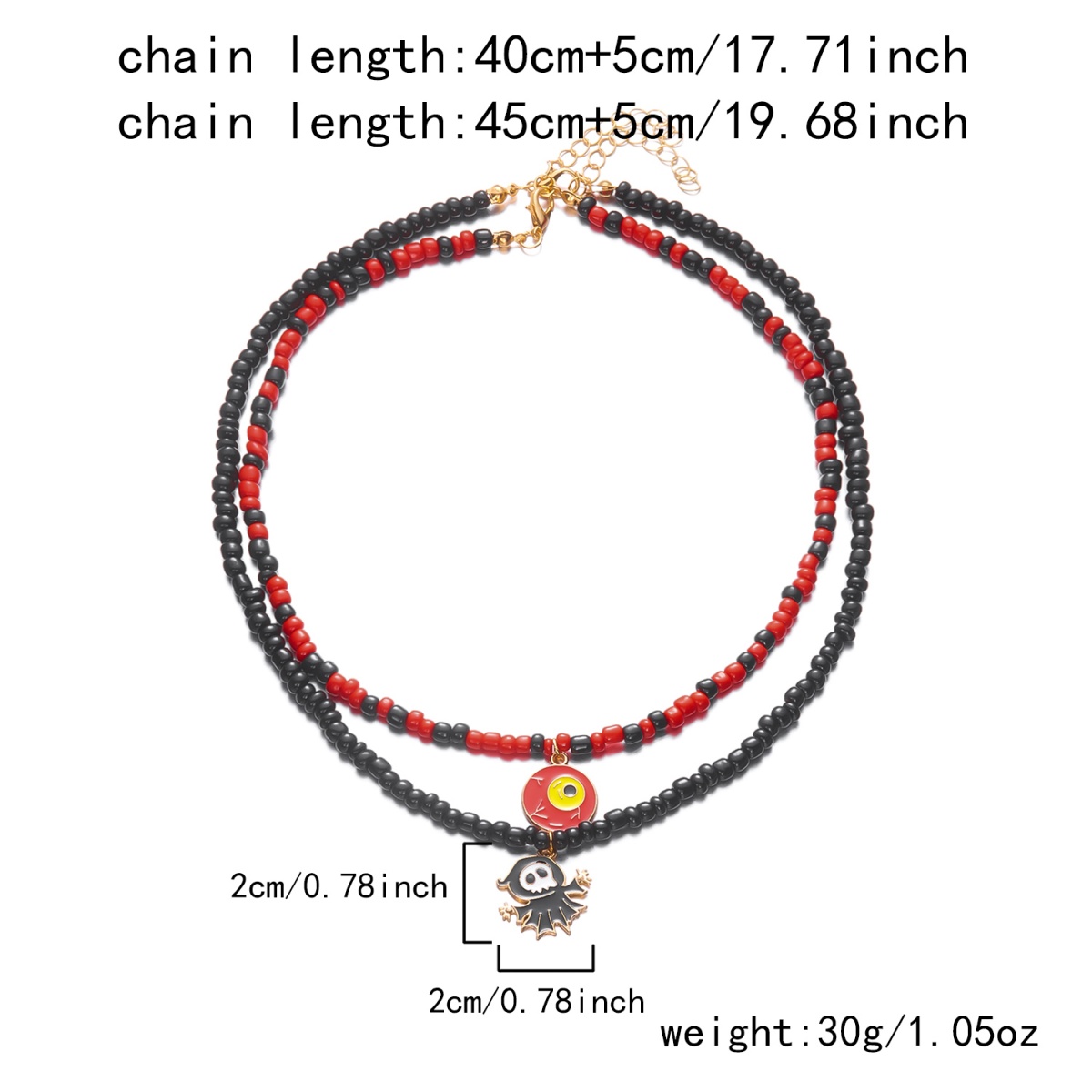 더블 레이어 악마의 눈 펜던트 목걸이 할로윈 유령 비즈 - Men Accessories Evil Eye 리뷰 및 가격