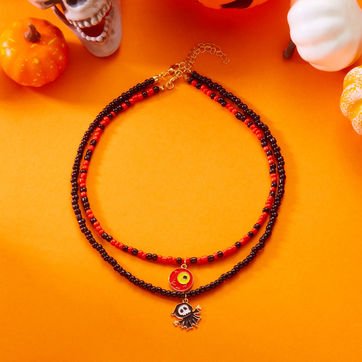 더블 레이어 악마의 눈 펜던트 목걸이 할로윈 유령 비즈 - Men Accessories Evil Eye 리뷰 및 가격