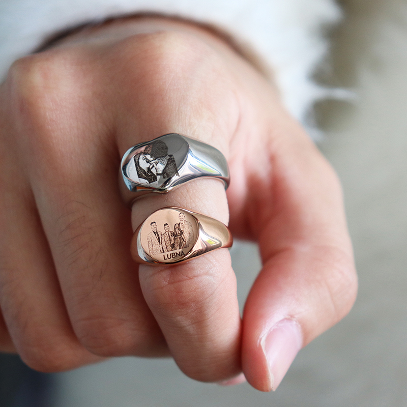 맞춤 각인 사진 로고 이름 하트 원형 반지 남녀용 스테 - Men Accessories For Wedding 리뷰 및 가격