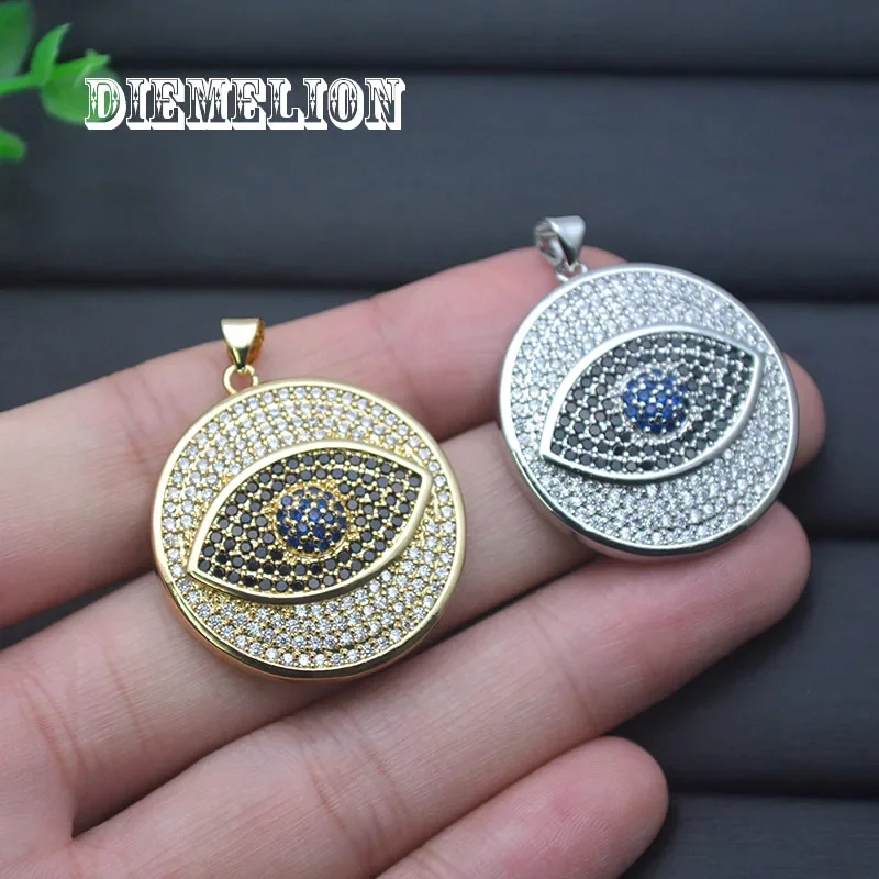 큰 원형 풀 큐빅 지르코니아 블루 이블아이 펜던트 고품 - Men Accessories Evil Eye 리뷰 및 가격