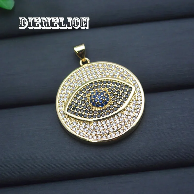 큰 원형 풀 큐빅 지르코니아 블루 이블아이 펜던트 고품 - Men Accessories Evil Eye 리뷰 및 가격