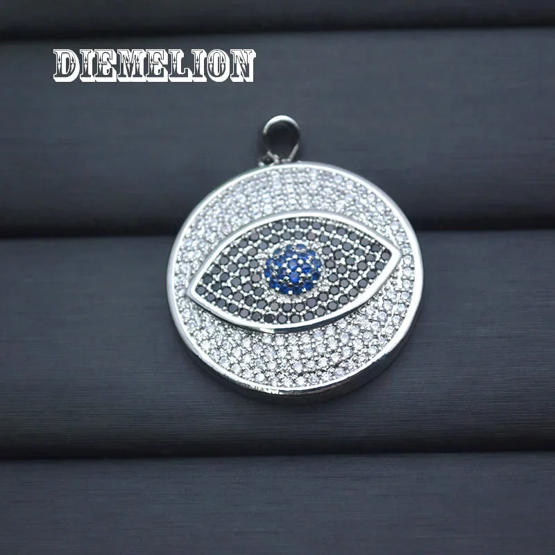 큰 원형 풀 큐빅 지르코니아 블루 이블아이 펜던트 고품 - Men Accessories Evil Eye 리뷰 및 가격